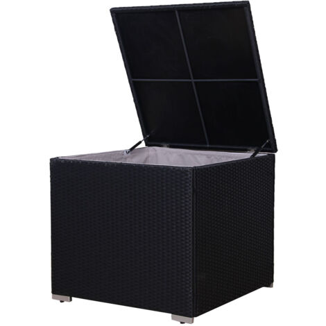Svita – Coffre de rangement en polypropylène 75x75x64 cm – Résistant aux intempéries et aux UV – Vérin à gaz pour ouverture facile – Noir