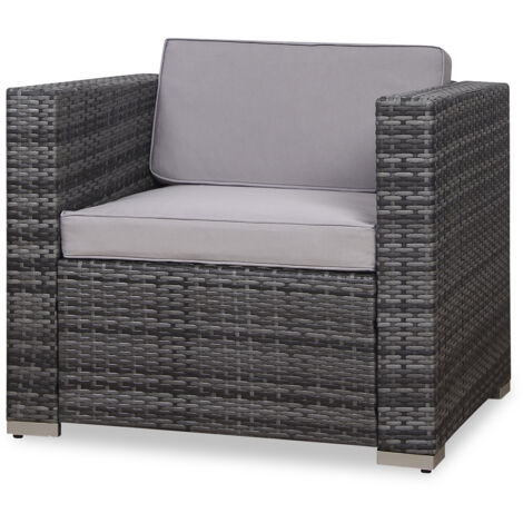 Fauteuil en rotin SVITA, complément d'accessoires, canapé en polyrotin California Lugano gris