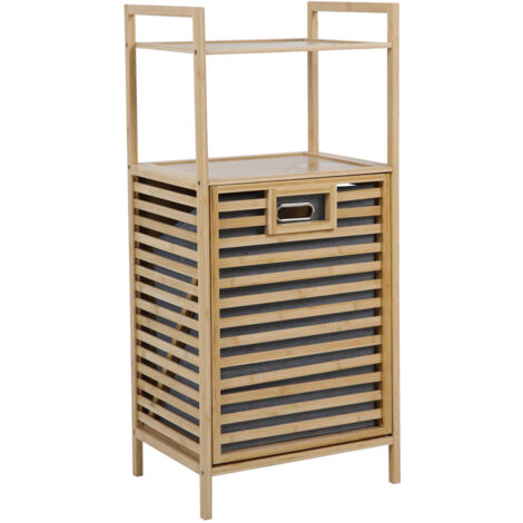 SVITA PUVI 2in1 Étagère de salle de bain avec panier à linge Étagère de salle de bain pour le linge sale Bambou
