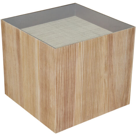 Table d'appoint SVITA EVA table de salon carrée 50x50 cm aspect rotin bois de paulownia naturel (1/5)