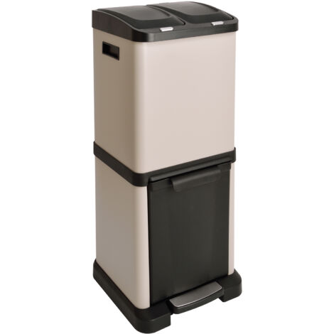 Poubelle SVITA 3XCOMBO 32L avec compartiments, système de tri des déchets, taupe