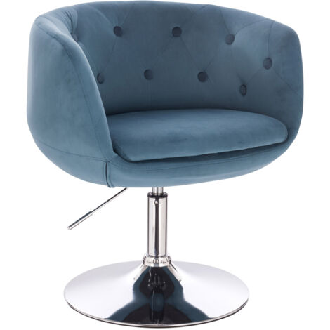 Svita – Chaise longue rétro bleu pétrole aspect velours – Piètement métal chromé – Hauteur réglable – Confort optimal pour salon ou salle à manger