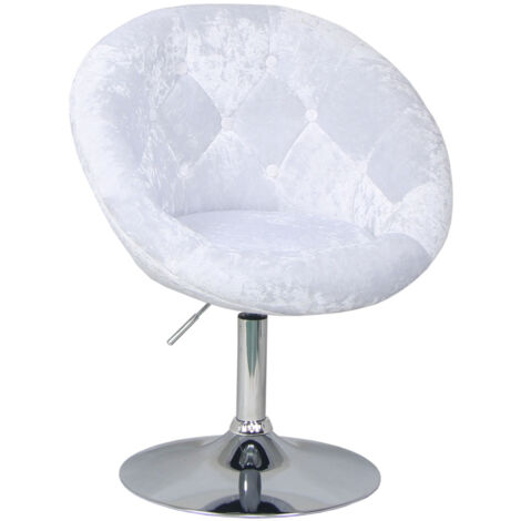 Svita – Fauteuil club pivotant en velours blanc – Design rétro – Hauteur réglable 43-54 cm – Pied chromé stable – Confort optimal pour salon