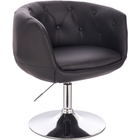 Svita – Chaise longue rétro en simili cuir noir – Fauteuil pivotant réglable en hauteur – Dimensions 61x55x68-78 cm – Pour salon et salle à manger