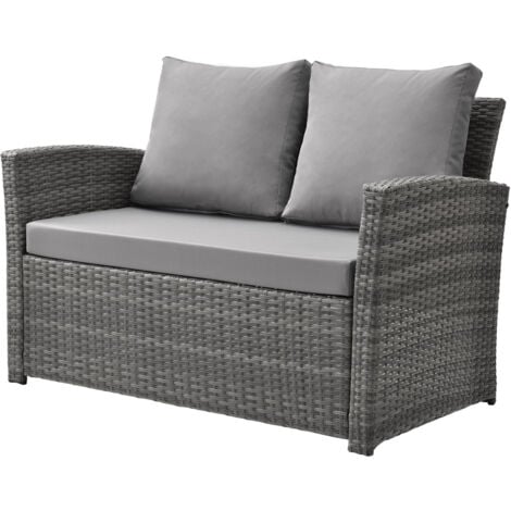 SVITA ROMA Ensemble en poly rotin Salon Table Garniture Meuble de jardin Gris