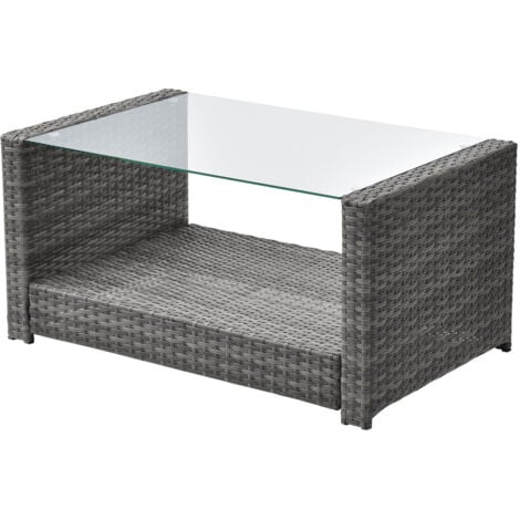 SVITA ROMA Ensemble en poly rotin Salon Table Garniture Meuble de jardin Gris