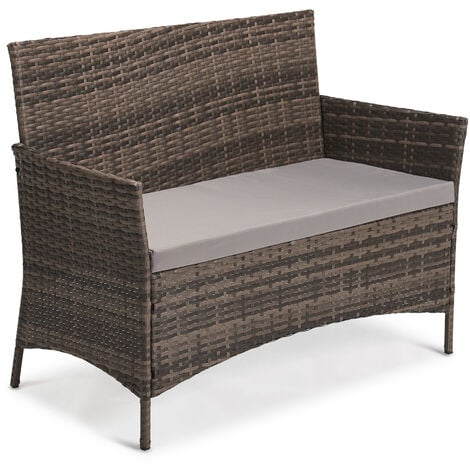 SVITA BROOKLYN Salon en poly rotin balcon Lounge ensemble de meubles de jardin brun