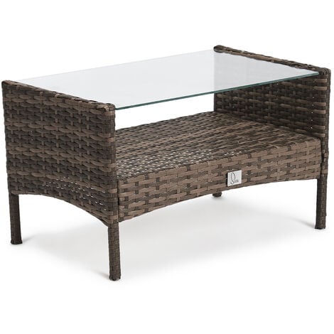 SVITA BROOKLYN Salon en poly rotin balcon Lounge ensemble de meubles de jardin brun