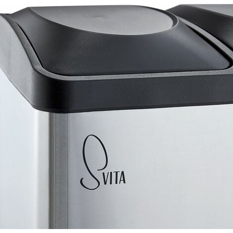 SVITA TC2Combo35 Poubelle en inox Poubelle de tri (12l + 23l) argentée