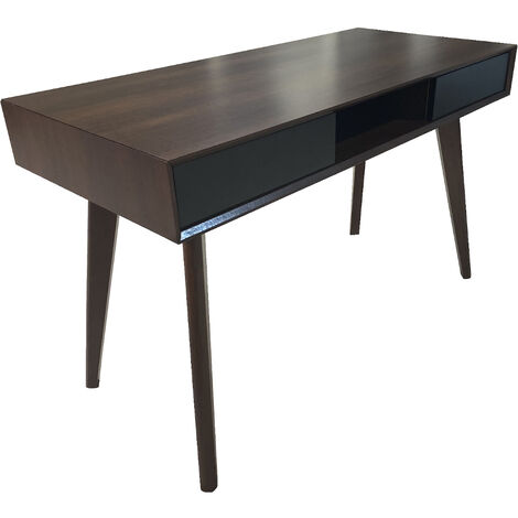 SVITA RETRO Bureau imitation bois avec tiroirs brun foncé