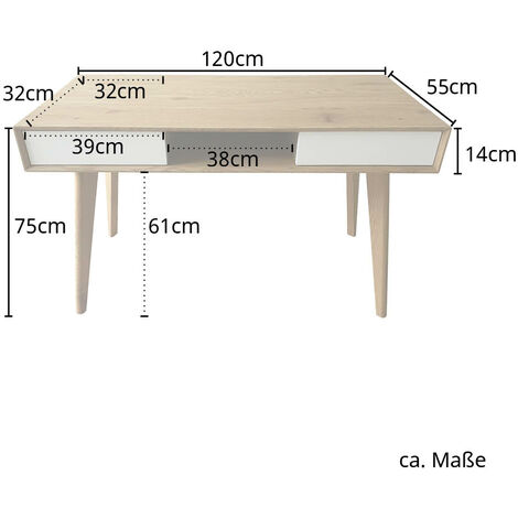 SVITA RETRO Bureau imitation bois avec tiroirs brun foncé
