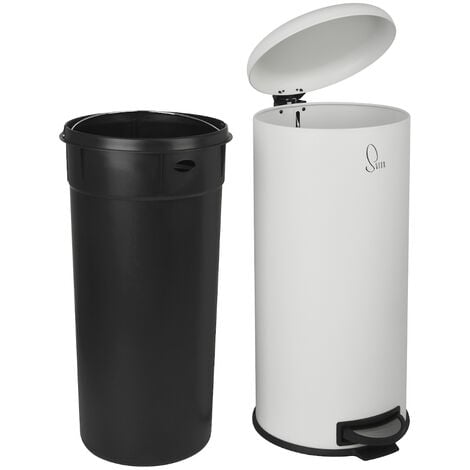 SVITA T30 Poubelle 30Litres Poubelle à pédale Poubelle blanche