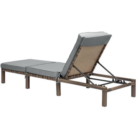 Set de 2 chaises longues de jardin SVITA PEACH avec coussin pliable en polyrattan brun