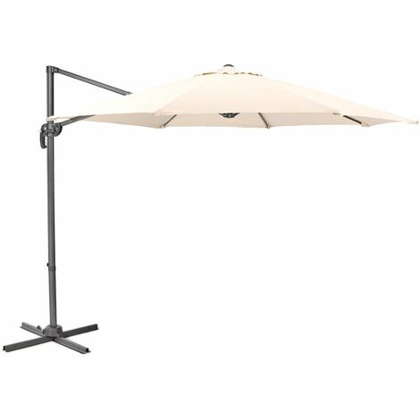 Parasol déporté solaire led rectangulaire 3x4m haut de gamme - luce taupe -  parasol excentré inclinable. Rabattable et rotatif à 360°. Chargeur solaire  - Conforama