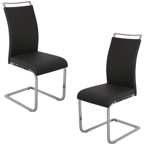 SVITA JUDY lot de 2 chaises de salle à manger simili cuir noir (1/5)