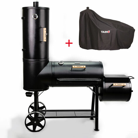 Barbecue BBQ au charbon et bois 100 cm grille INOX - Avec élevateur  paravents et hotte