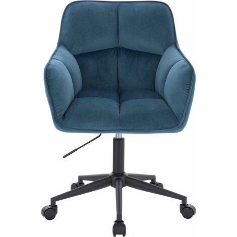 SVITA JERRY Chaise de bureau avec accoudoirs réglable en hauteur Chaise pivotante avec roulettes Velours bleu
