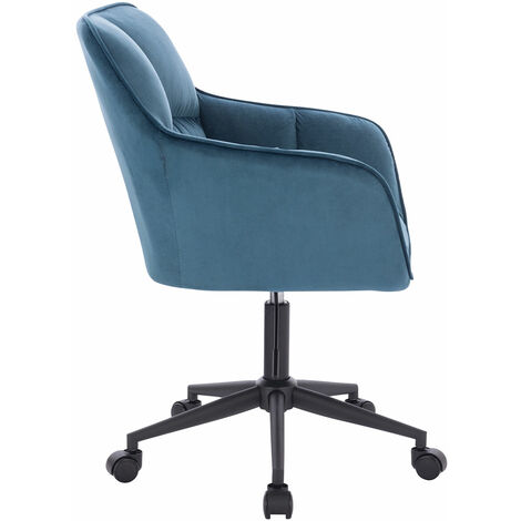 SVITA JERRY Chaise de bureau avec accoudoirs réglable en hauteur Chaise pivotante avec roulettes Velours bleu