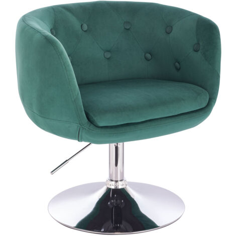 Svita – Chaise longue rétro aspect velours vert foncé – Piètement métal chromé – Hauteur réglable – Fauteuil crapaud pour salon