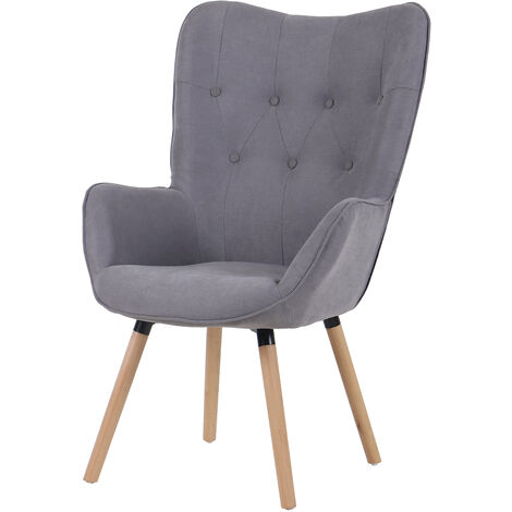 SVITA CLEO Fauteuil à oreilles Fauteuil de relaxation Fauteuil de télévision Fauteuil de lecture Gris clair (1/5)