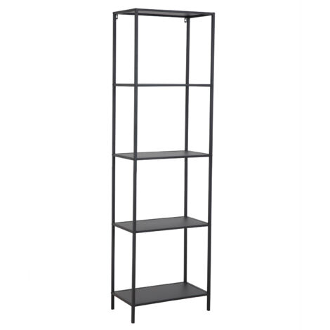SVITA CARPO Étagère Bibliothèque Design Style Industriel Étroite Métal Noir (1/5)