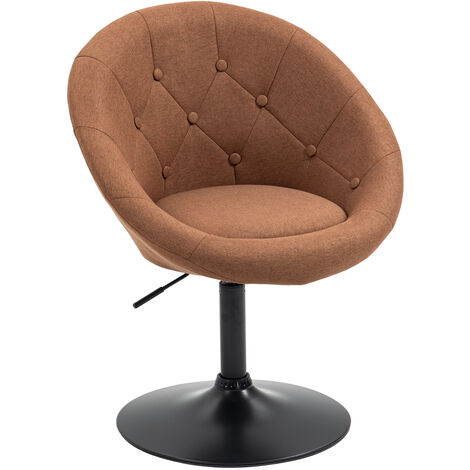 Svita – Fauteuil lounge pivotant rétro en polyester marron – Assise réglable 43-54 cm – Pied anti-basculement – Pour salon ou cave à loisirs