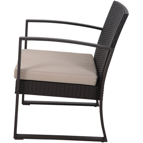 SVITA LOIS Poly rotin Salon de jardin Ensemble table et fauteuils noir