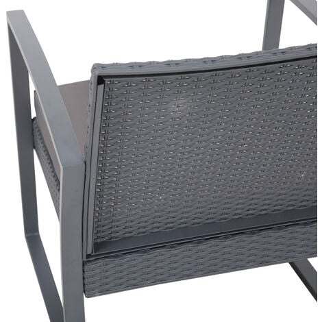 SVITA LOIS Poly rotin Salon de jardin Ensemble table et fauteuils Gris