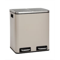 Svita – Poubelle sous évier 30L – 2 compartiments avec pédales antidérapantes – Acier thermolaqué taupe – Fermeture lente et silencieuse - TM2X15