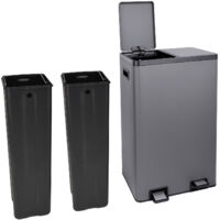 SVITA TMH2X30 Poubelle de tri 2x30L 60L Acier laqué 2Cpt Softclose Gris
