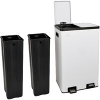 SVITA TMH2X30 Poubelle de tri 2x30L 60L Acier laqué 2Cpt Softclose Blanc