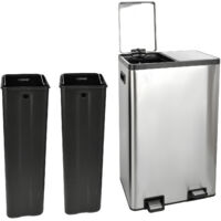 SVITA TMH2X30 Poubelle de tri 2x30L 60L 2 compartiments Softclose Inox