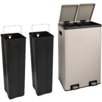 SVITA TMH2X30 Poubelle de tri 2x30L 60L Acier laqué 2Cpt Softclose Taupe