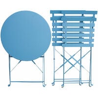 SVITA Meubles de balcon Bistroset Chaise Table Jardin Bistro Café Métal Meubles pliants bleu set