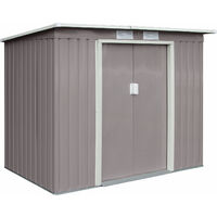 Hattoro – Abri de jardin métal 213x130x173 cm – Tôle d'acier galvanisée – Toit en appentis pour drainage efficace – Double porte coulissante