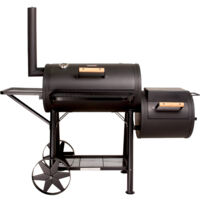 Taino – Fumoir solide au charbon de bois 90kg – Acier laminé à froid 3,5mm – Surface de cuisson 76x40cm – Poignées en bois et roues en métal