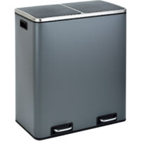Svita – Poubelle à pédale 60 L – 2 compartiments pour tri des déchets – Acier peint par poudrage – Couvercles à fermeture lente