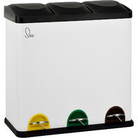 Svita – Poubelle à pédale 60L – 3 compartiments de 20L – Design moderne en acier – Tri sélectif facile – Pour cuisine et bureau