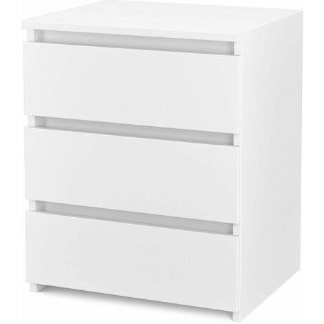 Bedside Table Chest of 3 Drawers Small Nightstand Wooden Side Cabinet White