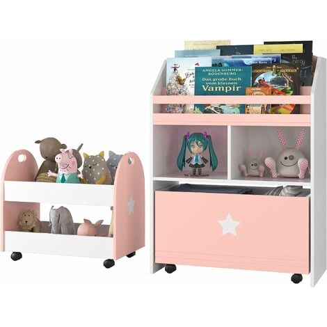 Children Bookcase Set Of 2 Kids Toy, Childrens Bookcase With Toy Storage