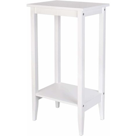 Narrow Bedside Table White Slim Side, Small Narrow Side Table White