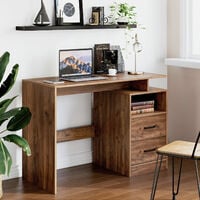 Computer Desk Writing Table Office Workstation Study Desk Laptop PC Desk with 2 Drawers and 1 Storage Compartment 108x48x76.5cm Oak