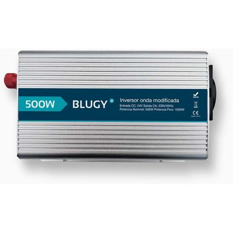 BLUGY Inversor 24V 500W onda modificada, adecuada para cargas lineales y conmutación de equipos electrónicos