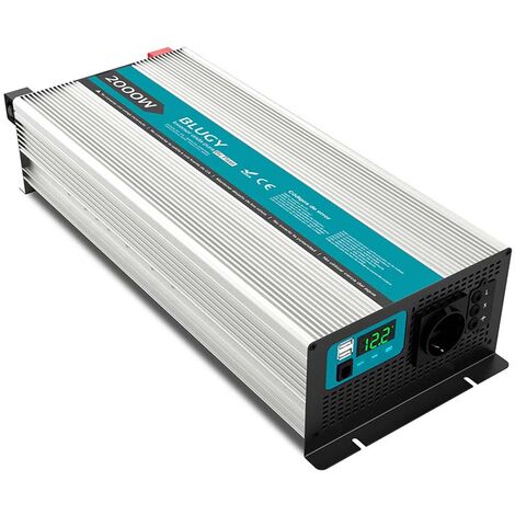 Blugy Inversor Onda Pura 12V 2000W con Función By-Pass - Inversor 12V 2000W con onda pura y función by-pass, ideal para caravanas y sistemas solares.