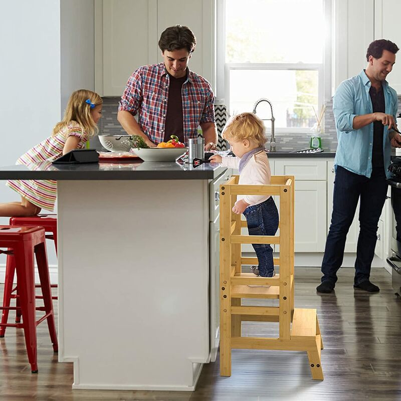 LaSoGi Torre di Apprendimento per Bambini Montessori regolabile in altezza con tavolo da disegno e guida di sicurezza Sgabello aiutante Torre per Cucina contatore per imparare a suonare 
