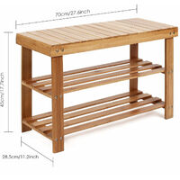Portascarpe in bambù scarpiera con 3 ripiani Scaffali portascarpe bambù Scarpiera Scaffale Portascarpe con panca scarpiera per ingresso 70x28.5x 45.5cm Naturale 