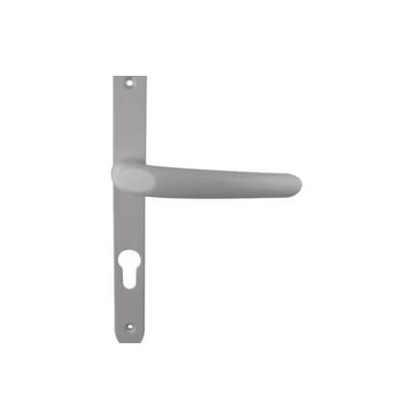 Quincadeco – Poignée de porte fenêtre en aluminium blanc – Plaque étroite 24mm – Saillie réduite 16mm – Entraxe 195mm pour installation facile