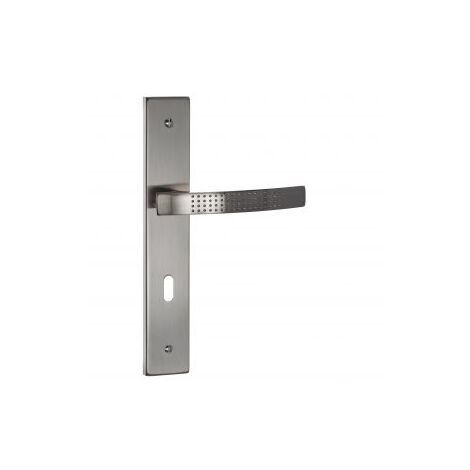 Quincadeco – Poignée de porte d'intérieur Elona Clé – Acier et aluminium – Finition nickel mat – Entraxe 195 mm – Épaisseur 38 à 46 mm