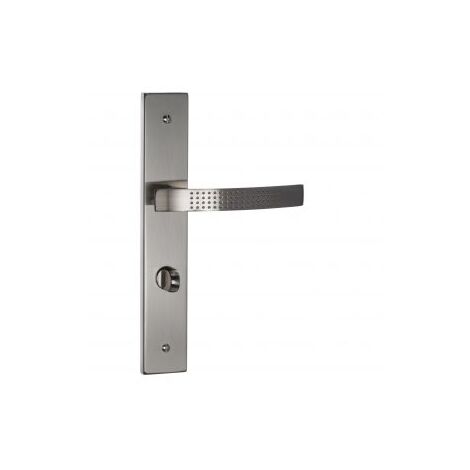 Quincadeco – Poignée de porte d'intérieur Elona – Acier et aluminium – Finition nickel mat – Entraxe 195mm – Épaisseur compatible 38-46mm