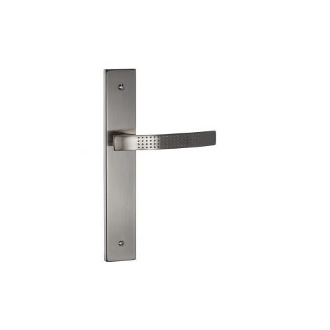 Quincadeco – Poignée de porte d'intérieur sans trou – Acier et aluminium – Finition nickel mat – Entraxe 195mm – Épaisseur compatible 38-46mm